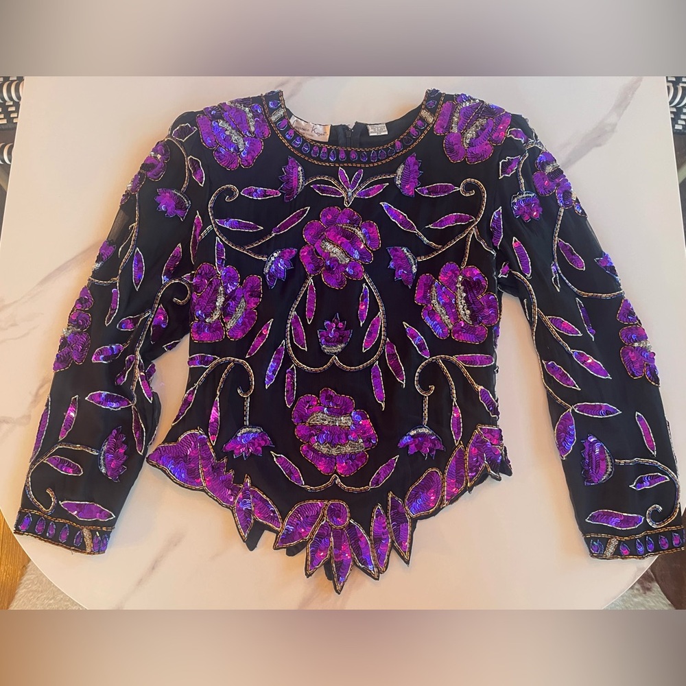 Beautiful Sequin LS Top: Vintage - Picture 2 of 4